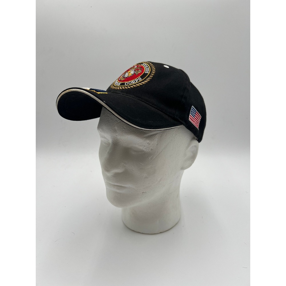 Santo Cap USMC United States Marine Corps Black Ball Cap‎ Hat USA Embroidered
